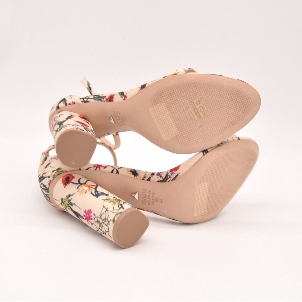 SCHUTZ Floral Print Sandals - Cream and Red - Picture 5 of 5